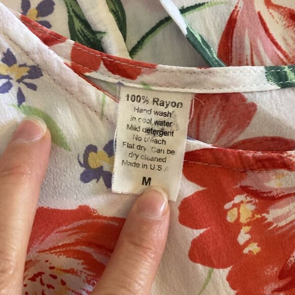 Vintage 90's Sheer White Floral Midi Dress with Back Tie Size Medium - Picture 9 of 12